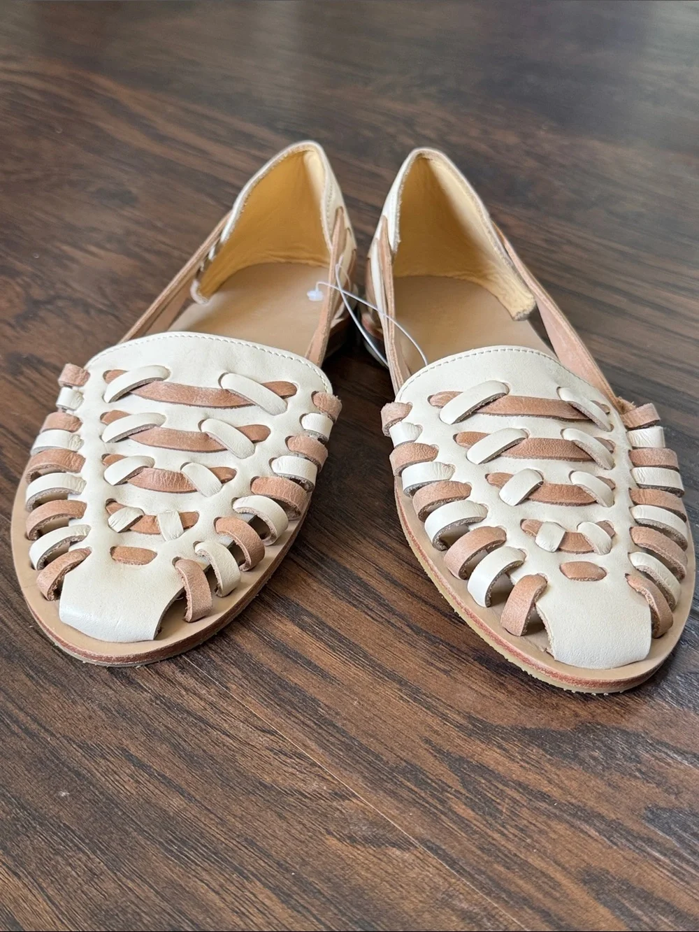 Nisolo New Cream & Tan Woven Leather Slip-Ons
